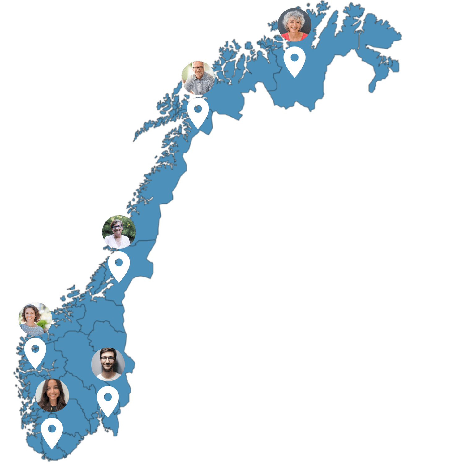 Norgeskart med regnskapsførere